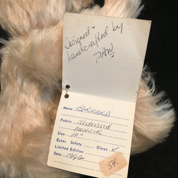 PAW Hand Crafted Collector's Mohair 10" Teddy Bear - Picture 7 of 9